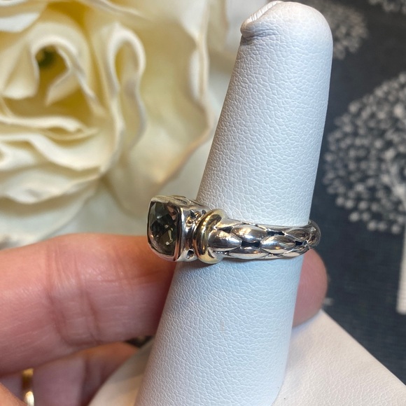 Effy Sterling Silver and 18K Ring with Light Green Gemstone😍Very Pretty! - Picture 4 of 11